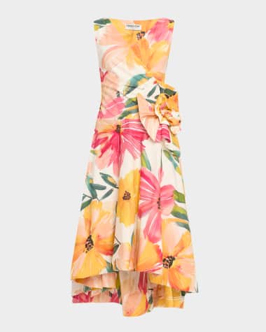 Chiara Boni La Petite Robe Sleeveless High-Low Rosette Midi Dress