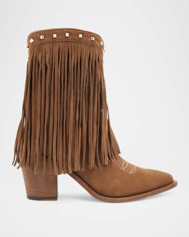 Partlow Hallee Suede Fringe Western Booties