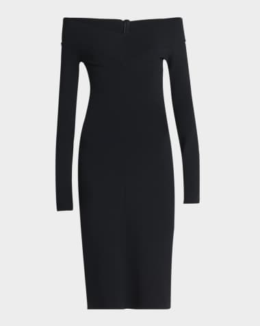Stella McCartney Off-the-Shoulder Compact Knit Midi Dress