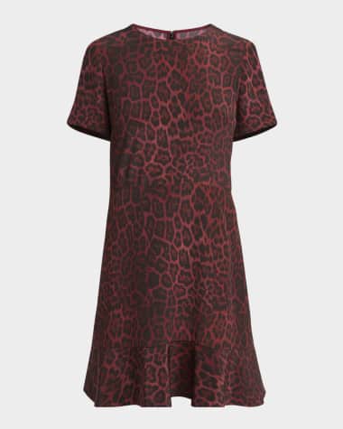 Stella McCartney Leopard Print Flared Hem Silk Dress