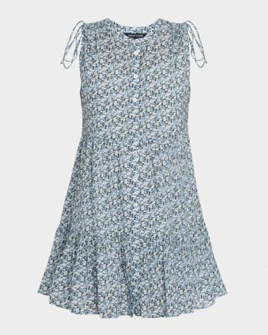Veronica Beard Yulianna Floral Tiered Button-Front Mini Dress