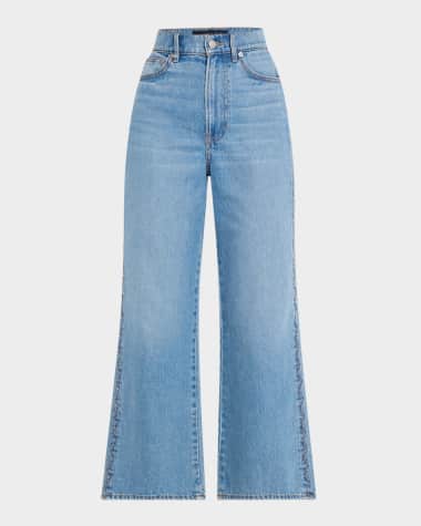 Veronica Beard Taylor Crop High-Rise Wide Jeans