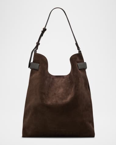 Brunello Cucinelli Essence Large Suede Hobo Bag