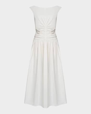 Et Ochs Imani Ruched Cotton Poplin Midi Dress