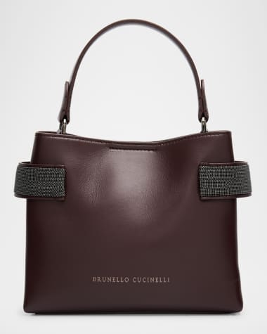 Brunello Cucinelli Essence Monili Leather Top-Handle Bag
