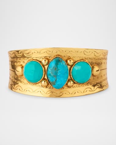 Gas Bijoux Turquoise Cabochon Cuff Bracelet