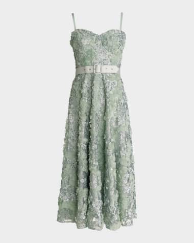 Dress the Population Black Label Mabel Beaded Floral Applique Midi Dress