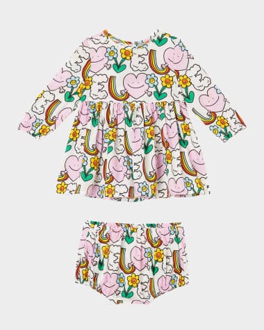 Stella McCartney Kids Girl's Rainbow Love Long-Sleeve Dress & Bloomers Set, Size 6M-36M