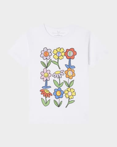 Stella McCartney Kids Girl's Stella Lettering Flowers Short-Sleeve T-Shirt, Size 4-8