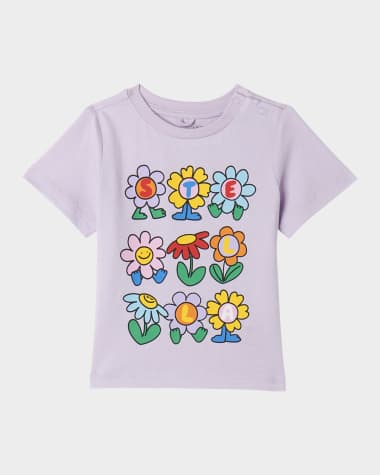 Stella McCartney Kids Girl's Stella Lettering Flowers Short-Sleeve T-Shirt, Size 6M-36M