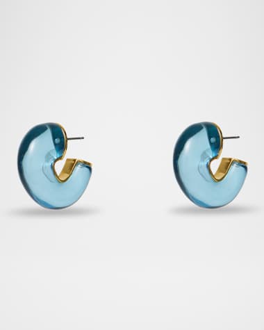 Lele Sadoughi Birthstone Chunky Hoop Earrings, Blue Topaz