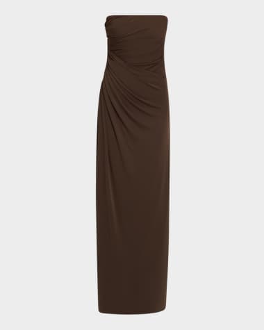 Halston Patrice Strapless Draped Matte Jersey Gown