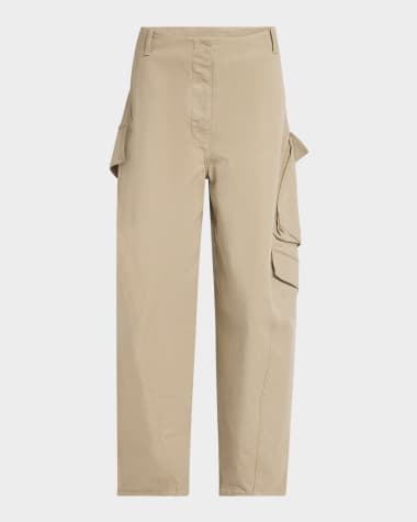 ALAIA Mid-Rise Washed Chino Barrel-Leg Cargo Trousers