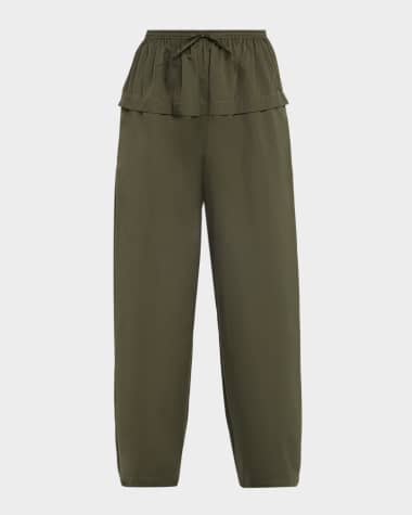 ALAIA Peplum Wide-Leg Drawstring Pants