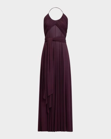 ALAIA Draped Halter Backless Gown