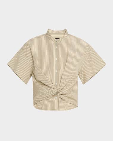 Rag & Bone Gretchen Stripe Twist-Front Shirt