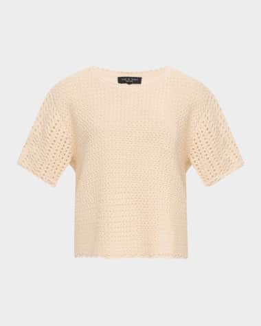Rag & Bone Khloe Short-Sleeve Crochet Top