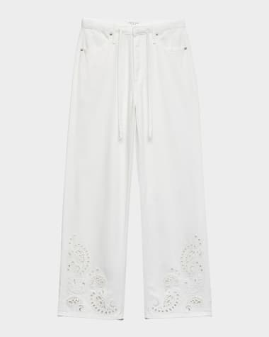 Rag & Bone Ultra Featherweight Phoebe Drawstring Embroidered Jeans