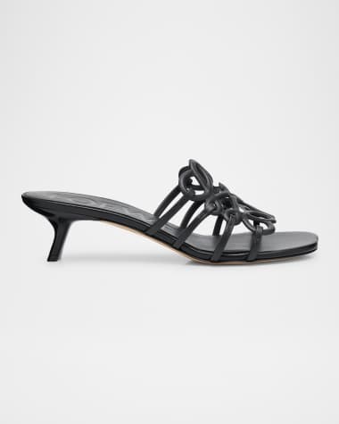 Loewe Petal Anagram Leather Caged Mule Sandals