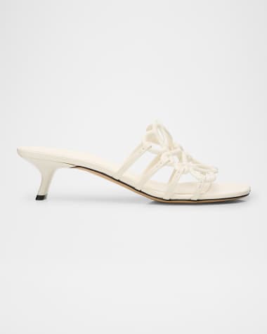Loewe Petal Anagram Leather Caged Mule Sandals