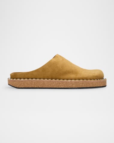 Loewe Men's Rivet Calfskin Suede Mules