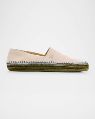 Loewe Men's Rio Suede and Raffia Espadrilles