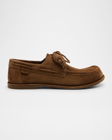Loewe Men's Campo Suede Flamenco-Knot Boat Shoes