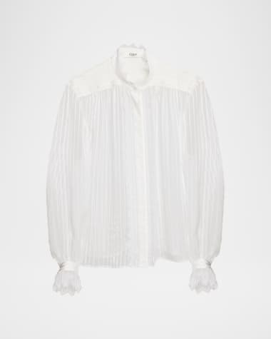 Chloe Tonal Striped Silk Blouse