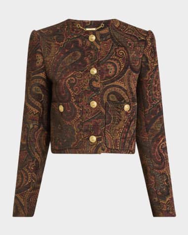 Chloe Paisley Velvet Single-Breasted Jacket