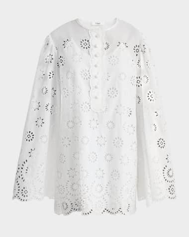 Chloe Scalloped Eyelet-Embroidered Mini Shift Dress