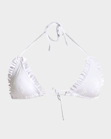 Chloe Ruffle-Trim Eyelet Bikini Top