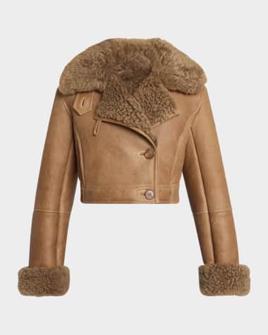 Chloe Lamb Shearling Crop Moto Jacket