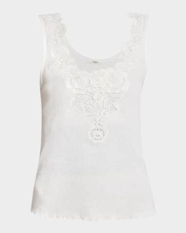 Chloe Ribbed Lace-Front Tank