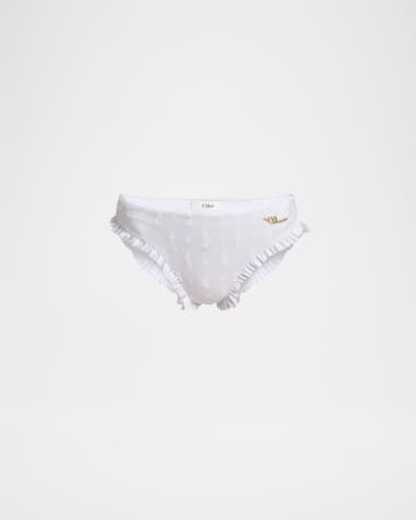 Chloe Ruffle-Trim Eyelet Bikini Bottoms
