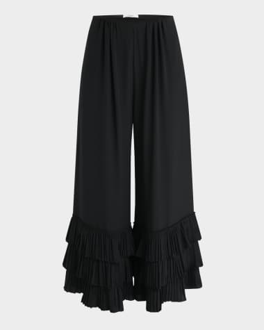 Chloe Tiered Ruffle Hem Wide-Leg Pants