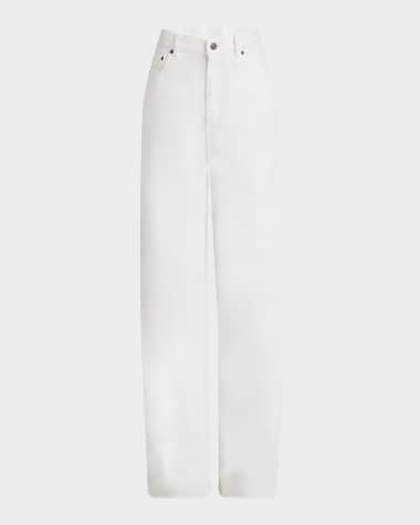 Chloe High-Rise White Denim Wide-Leg Palazzo Pants