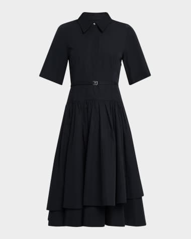 Co Short-Sleeve Belted A-line Dress