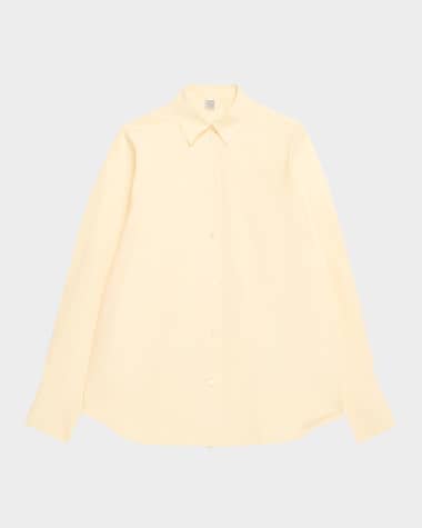 Toteme Raw-Edge Raglan-Sleeve Button-Down Shirt
