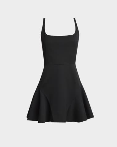 Givenchy Square-Neck Sleeveless Ruffle Fluted Mini Dress