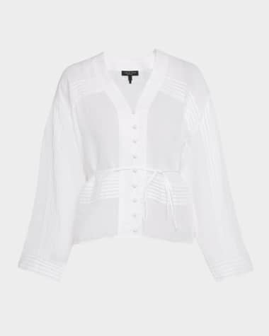 Rag & Bone Viviana Button-Front Ramie Blouse