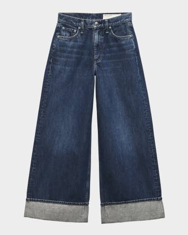 Rag & Bone Sofie High-Rise Embellished Ankle Cuff Jeans
