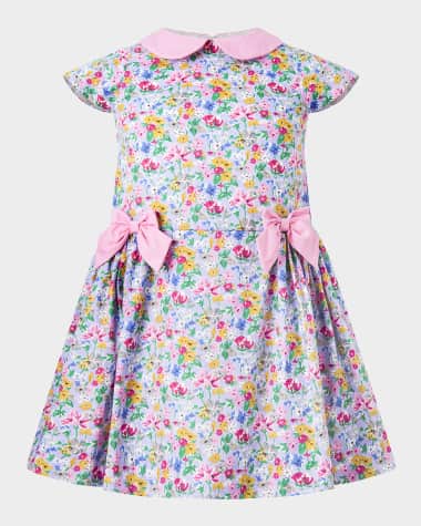 Rachel Riley Girl's Meadow Floral-Print Bow Dress, Size 2-10