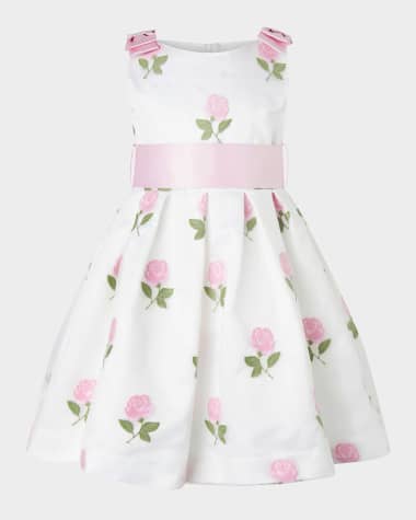 Rachel Riley Girl's Rose Embroidered Organza Dress, Size 2-14