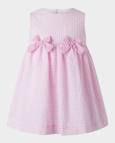 Rachel Riley Girl's Sleeveless Check Bow Dress, Size 2-10