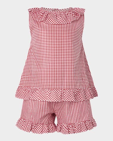 Rachel Riley Girl's Gingham Frill Top & Shorts Set, Size 2-10