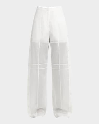 Jil Sander Button-Side Relaxed Straight-Leg Paneled Pants