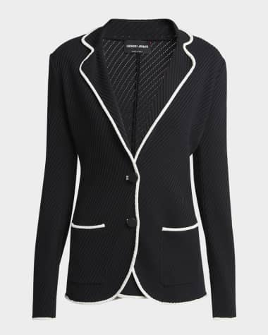 Giorgio Armani Silk Pointelle Knit Single-Breasted Jacket
