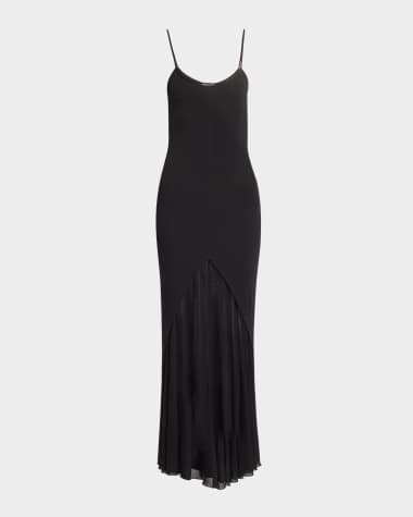 Giorgio Armani Sheer Skirt Panel Jersey Dress
