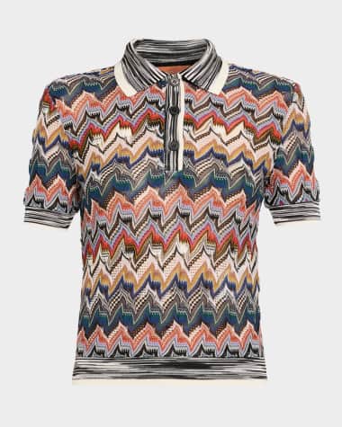Missoni Metallic Zigzag Short-Sleeve Polo Shirt