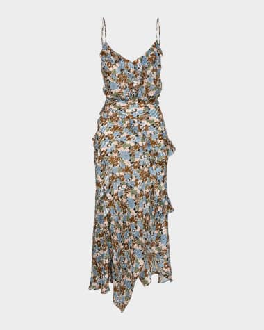 Veronica Beard Avenel Floral Ruffled Midi Dress